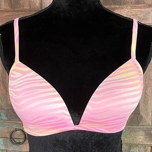 Vintage PINK Victoria’s Secret Zebra Print Wireless Plunge Bra